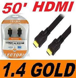 50 HDMI 1.4 CABLE HDTV LCD GOLD 3D BLUE-RAY DVD PLASMA