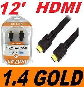 12' HDMI 1.4 CABLE HD TV 24K GOLD 1080P 3D BLUE-RAY LED
