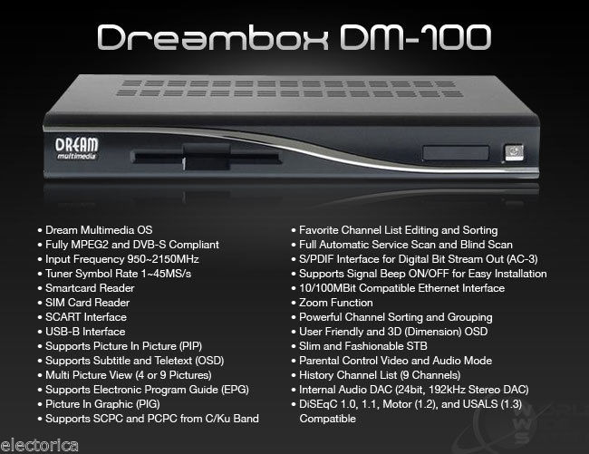 DREAMBOX DM100 FTA Free to Air SATELLITE RECEIVER DM-100 500 DM5