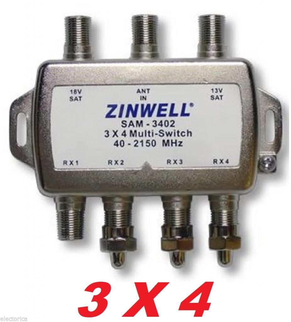 3X4 ZINWELL SWITCH LNB SW34 DIRECTV 2X4 BELL DISH NETWORK QUAD F