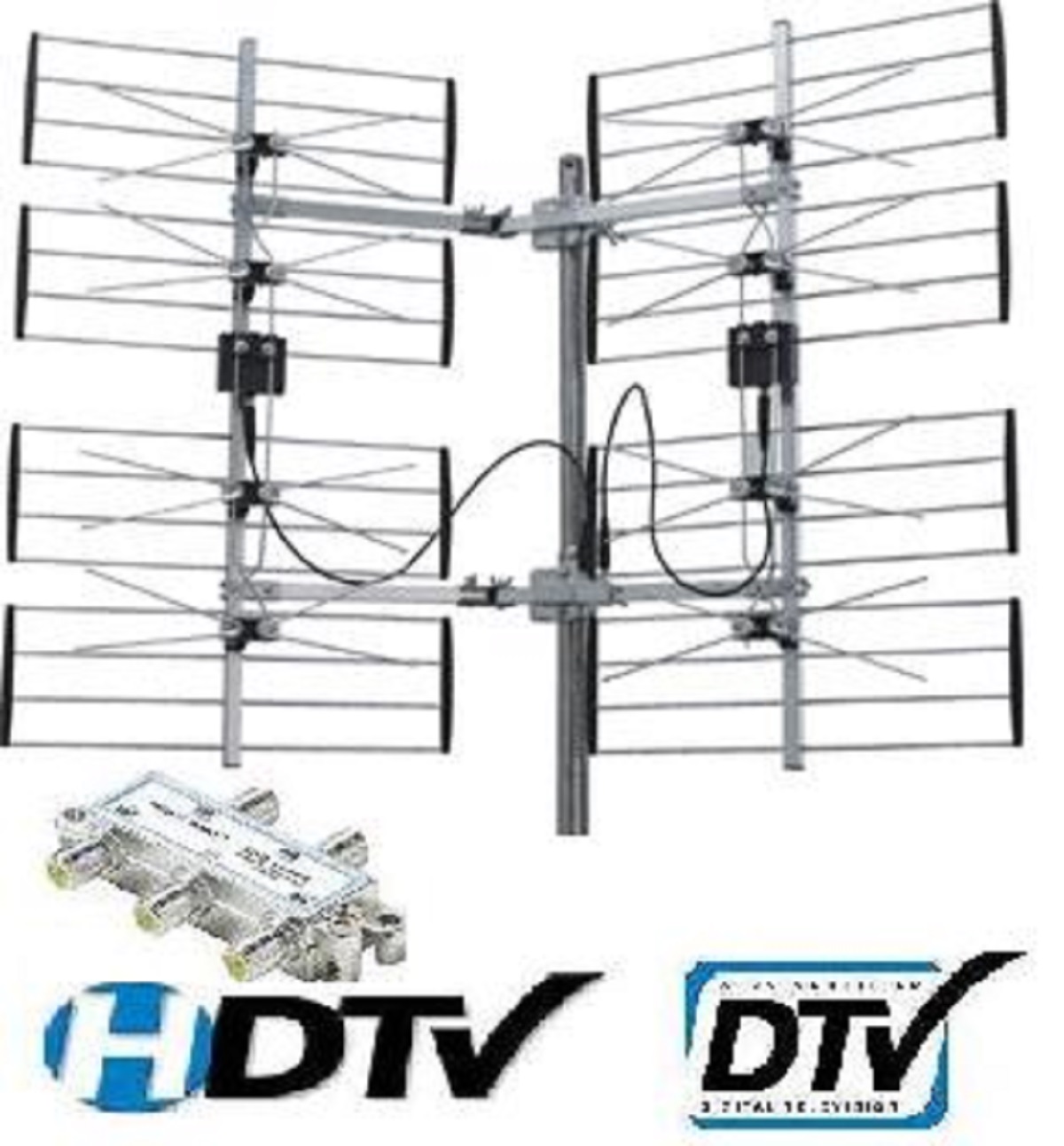 8-BAY OUTDOOR HDTV UHF DTV ANTENNA + HD TV SPLITTER 8BAY OTA